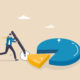 Photo illustration of carving out a piece of a pie.
