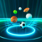 Picture of sports balls such as soccer, basketball, tennis and football.