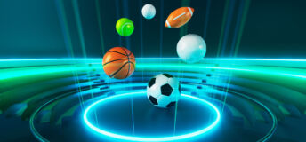 Picture of sports balls such as soccer, basketball, tennis and football.