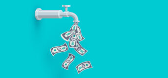 An illustration of cash coming out of a faucet.