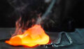 Hot forging of a cobalt hip stem.