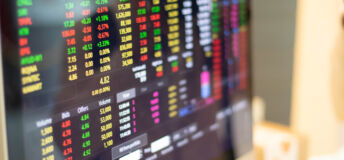 Computer screen showing stock market data